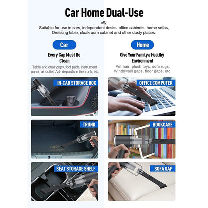 2 In 1 Wireless Vacuum Cleaner - 120W Handheld USB Rechargeable For Home & Car (1 Pc)