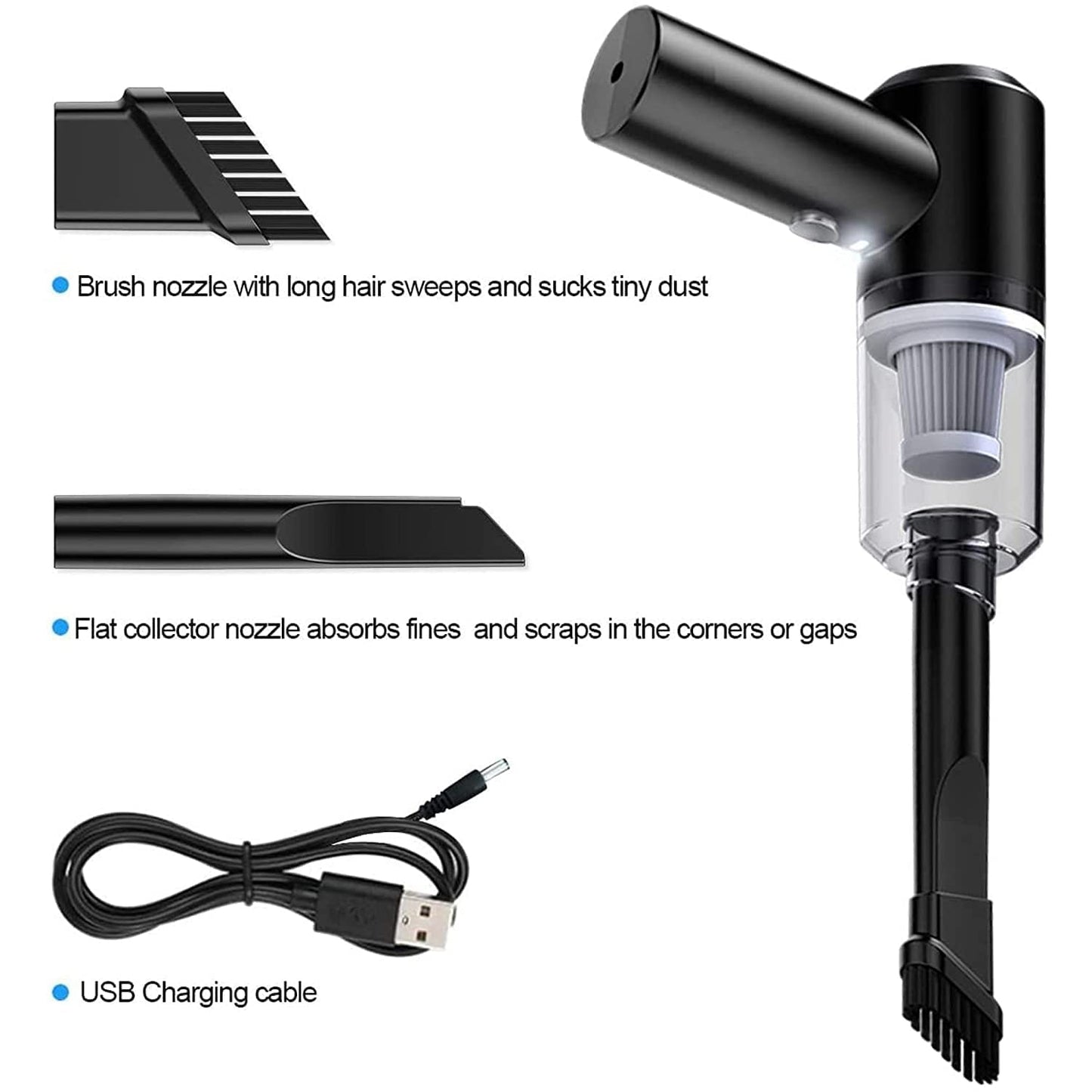 2 In 1 Wireless Vacuum Cleaner - 120W Handheld USB Rechargeable For Home & Car (1 Pc)